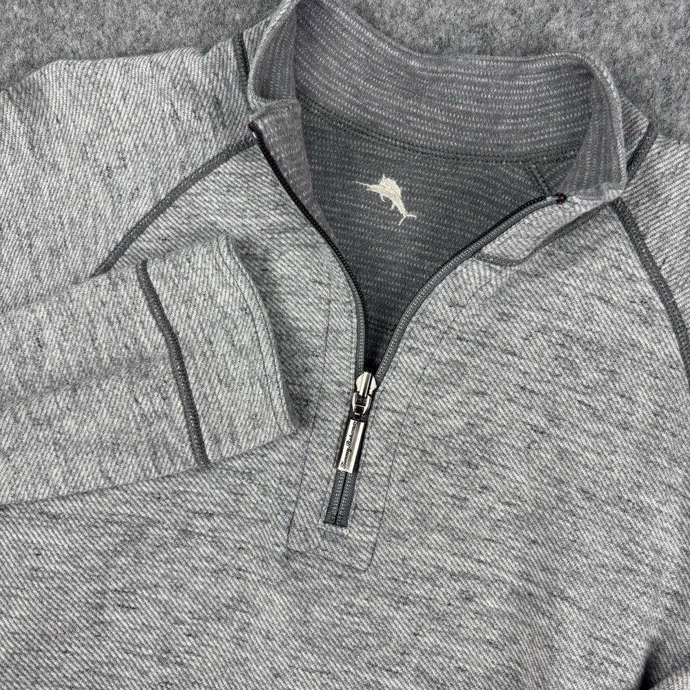 Tommy Bahama 1/4 Zip Pullover Mens Medium Gray Sweater Knit Casual Soft Comfort